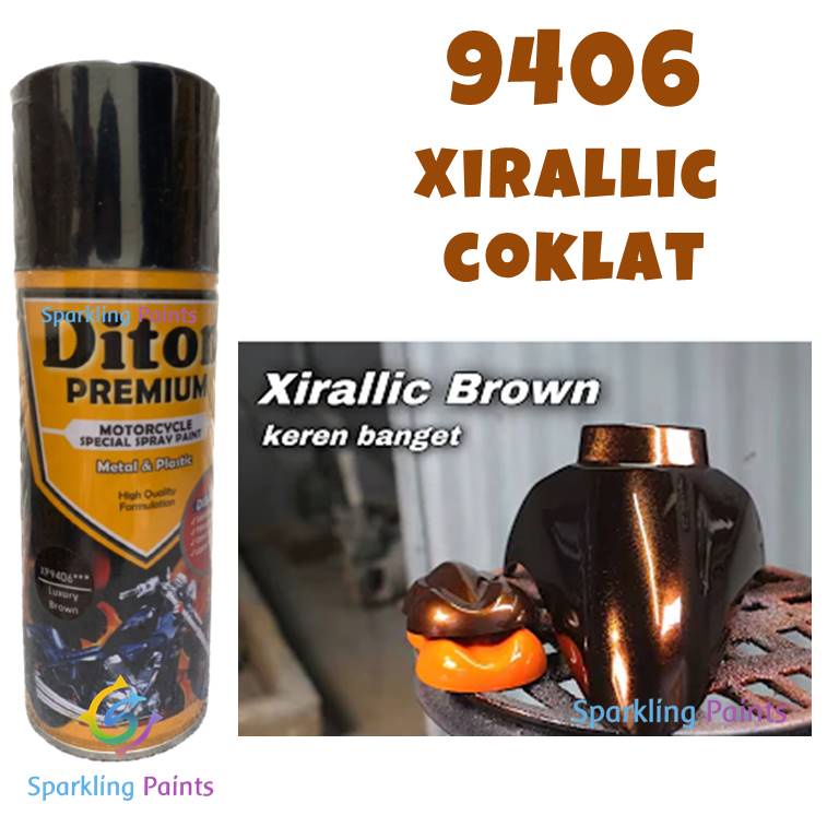 Pilox Diton Premium Xirallic Luxury Brown XP9406 XP 9406  400ml Warna Coklat Siralik Siralic Sepeda Motor Mobil Velg Mesin Bodi