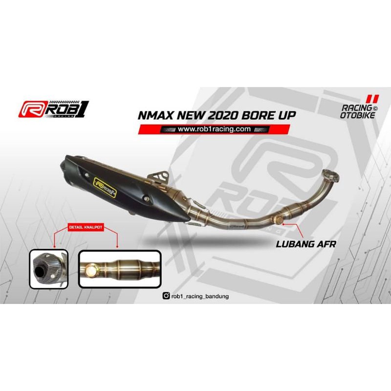 Knalpot NMax OLD/NEW ROB1 RCB1 Bore Up 180 s/d 250cc Cap V Cover SS