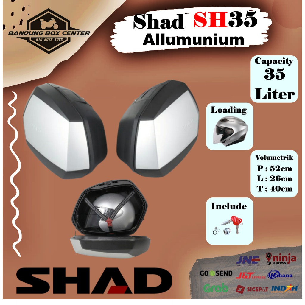Sidebox Side Box Shad SH35 Box Samping Shad SH 35 Alumunium Titanium