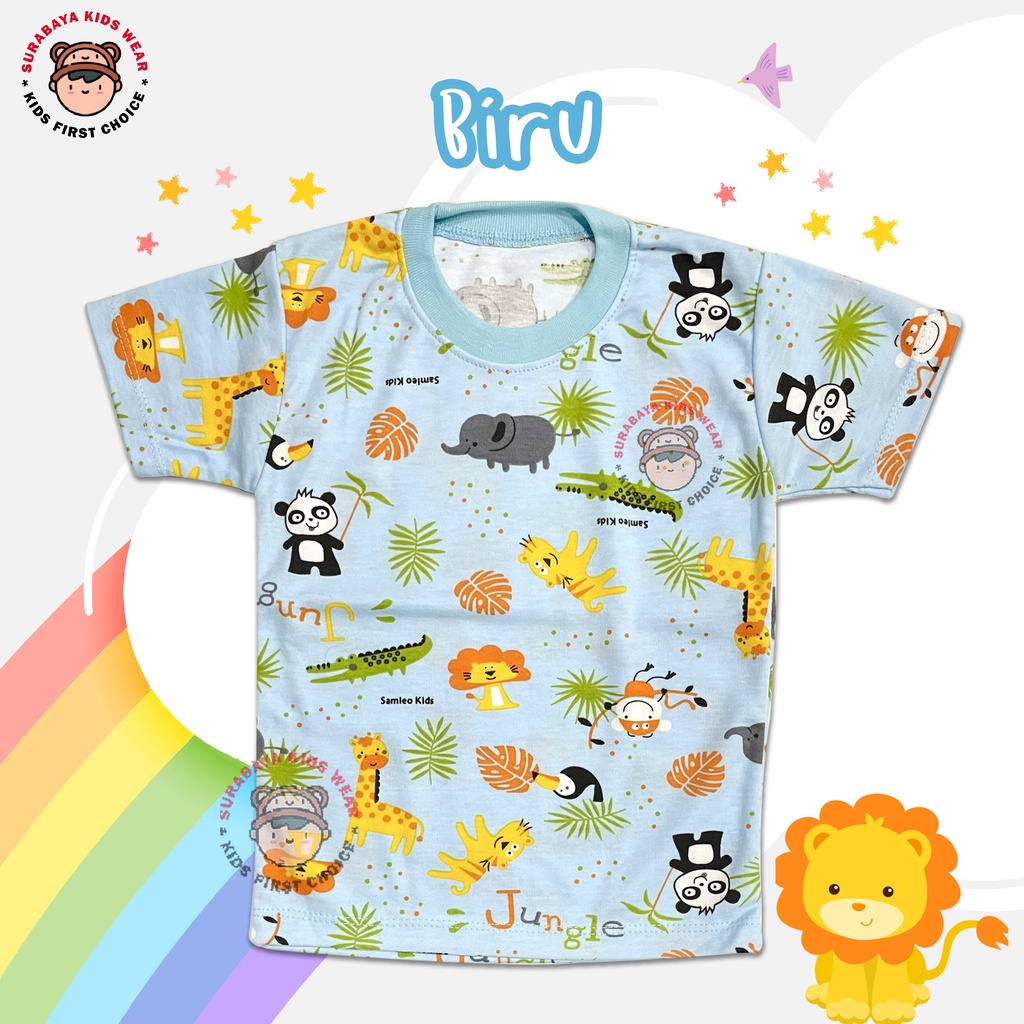 Kaos Anak Laki - Laki Lengan Pendek Motif Animal Jungle