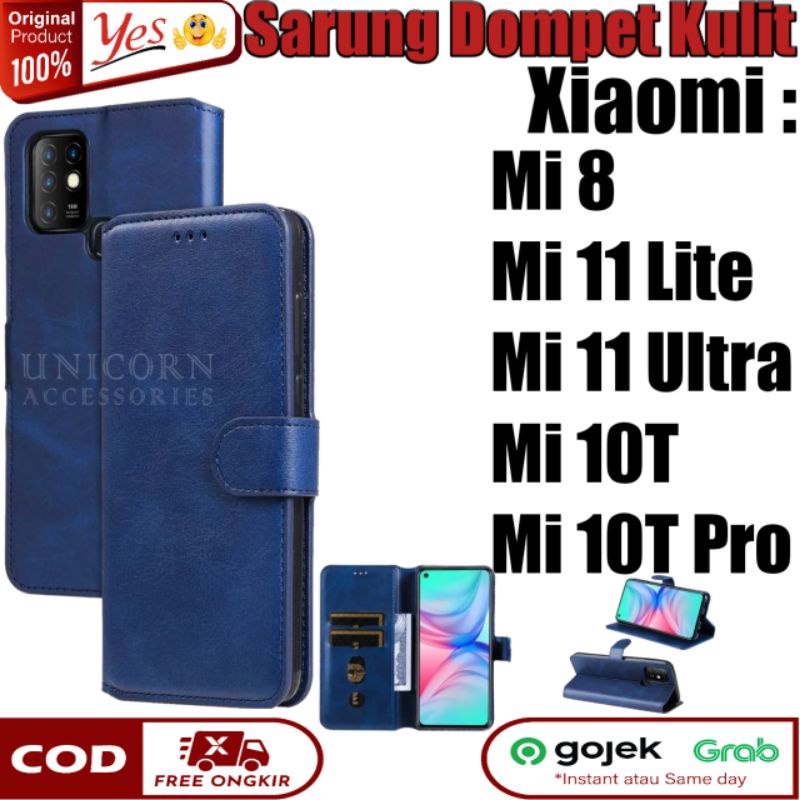 Case Xiaomi Mi 8 11 Lite Ultra Mi 10T Pro Leather Flip Cover Wallet HP Stand Casing Handphone Dompet