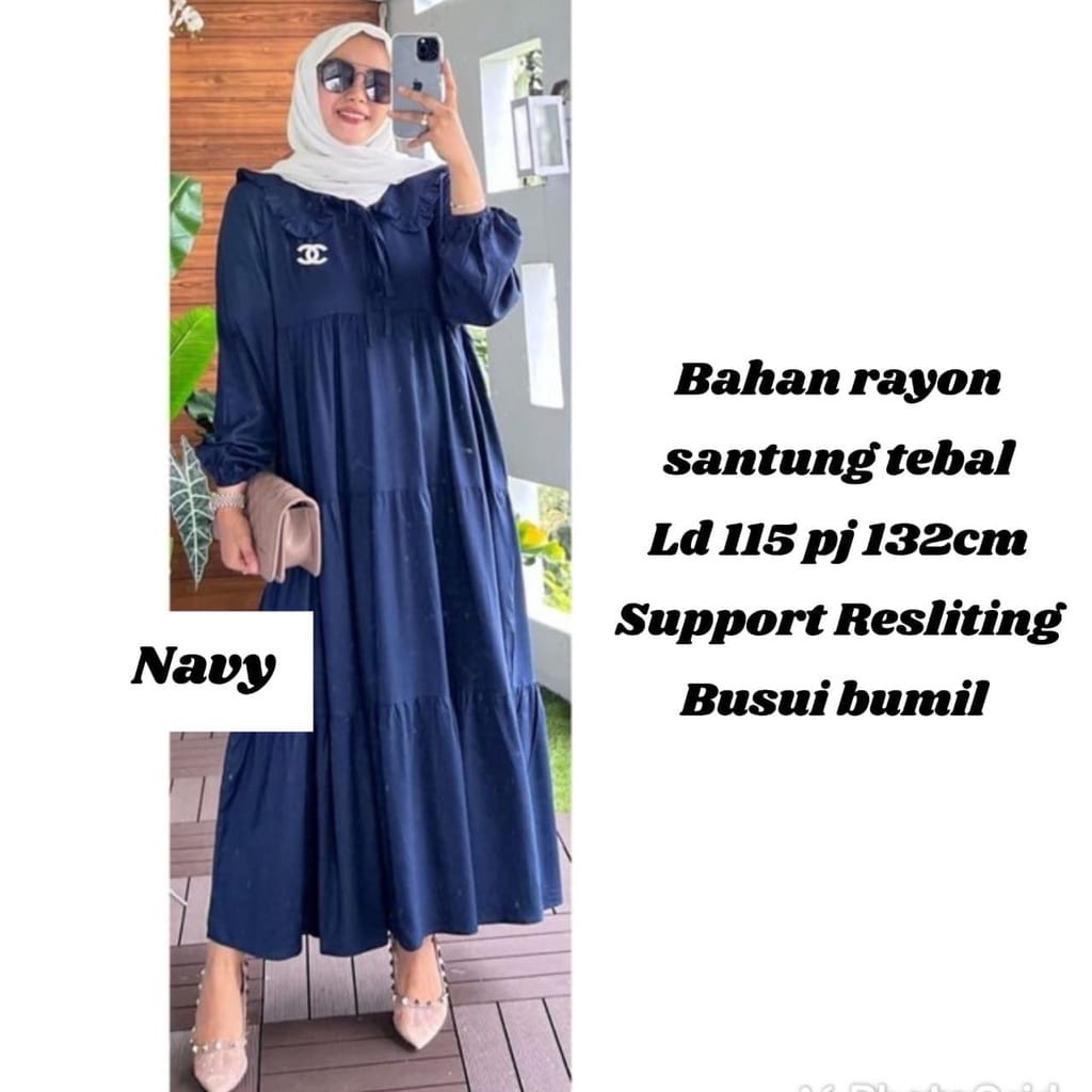 Midi Dress Jumbo Naumi Midi Dress Jumbo Rayon Premium Gamis Susun Terbaru