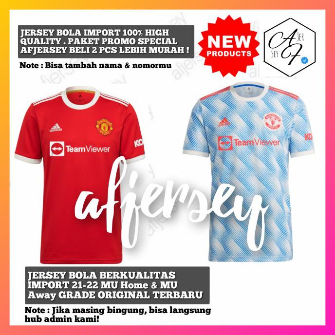 Premium Paket Promo Jersey Bola Mu Home & Mu Away 2021/2022 Grade Ori - S Berryirwanshyah