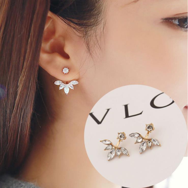 ✿AYN✿ Anting Berlian Paduan Aster FA95 Dengan Anting Daun Berlian /Anting Versi Korea Daun Berlian Wanita