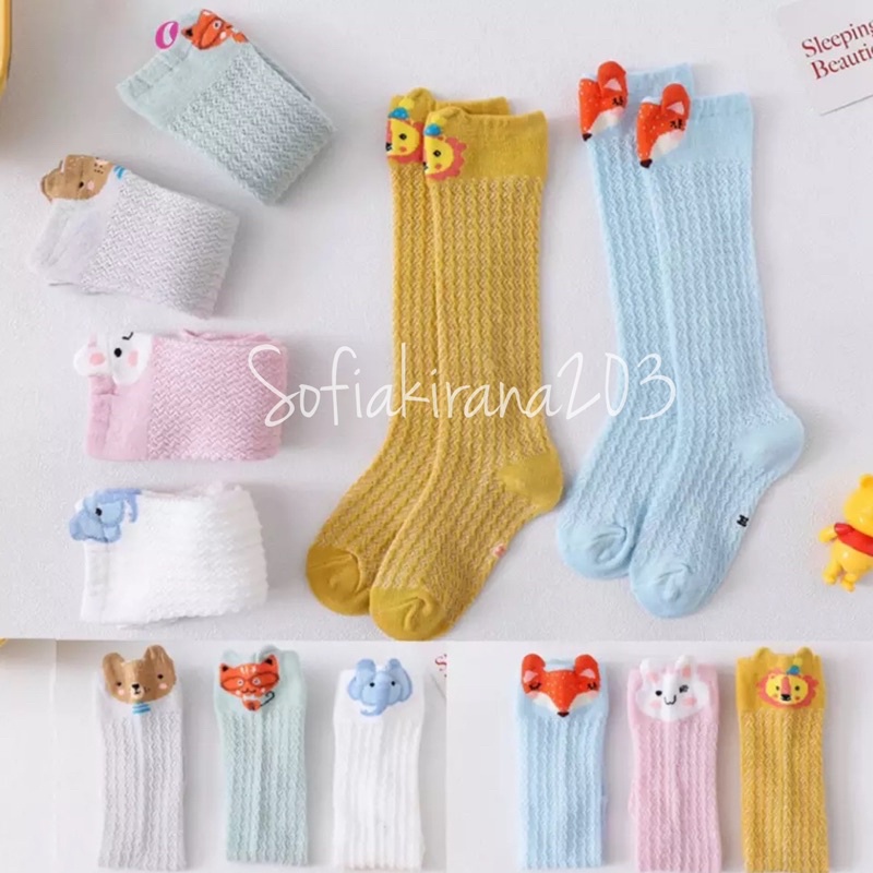 BARU! kaus kaki bayi panjang motif lucu/ bahan adem/ baby socks