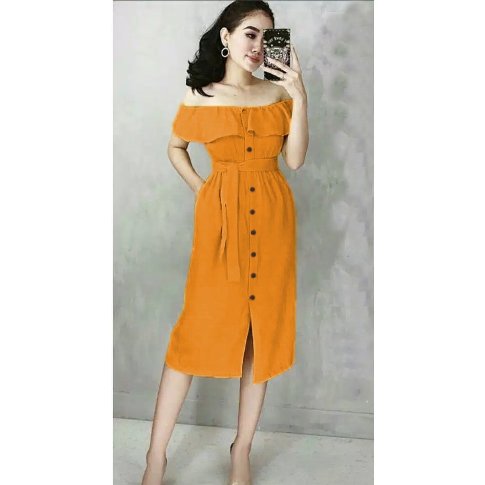 [Dress Rinata yellow RO] Dress wanita twiscone kuning muda