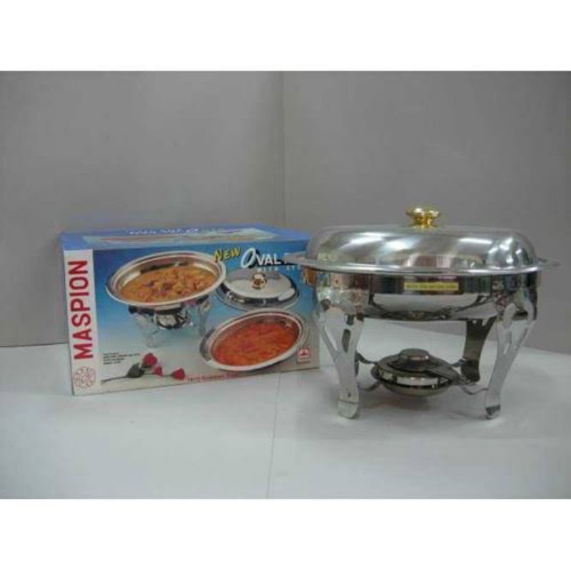 Maspion Oval pan with stove tungku prasmanan panci wadah saji resto