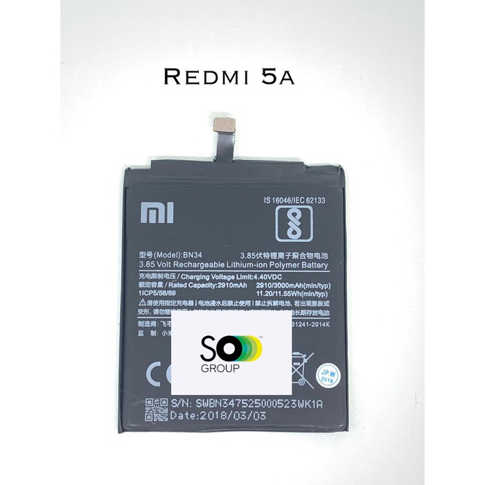 Baterai Batre Xiaomi Redmi 5A BN34 Original