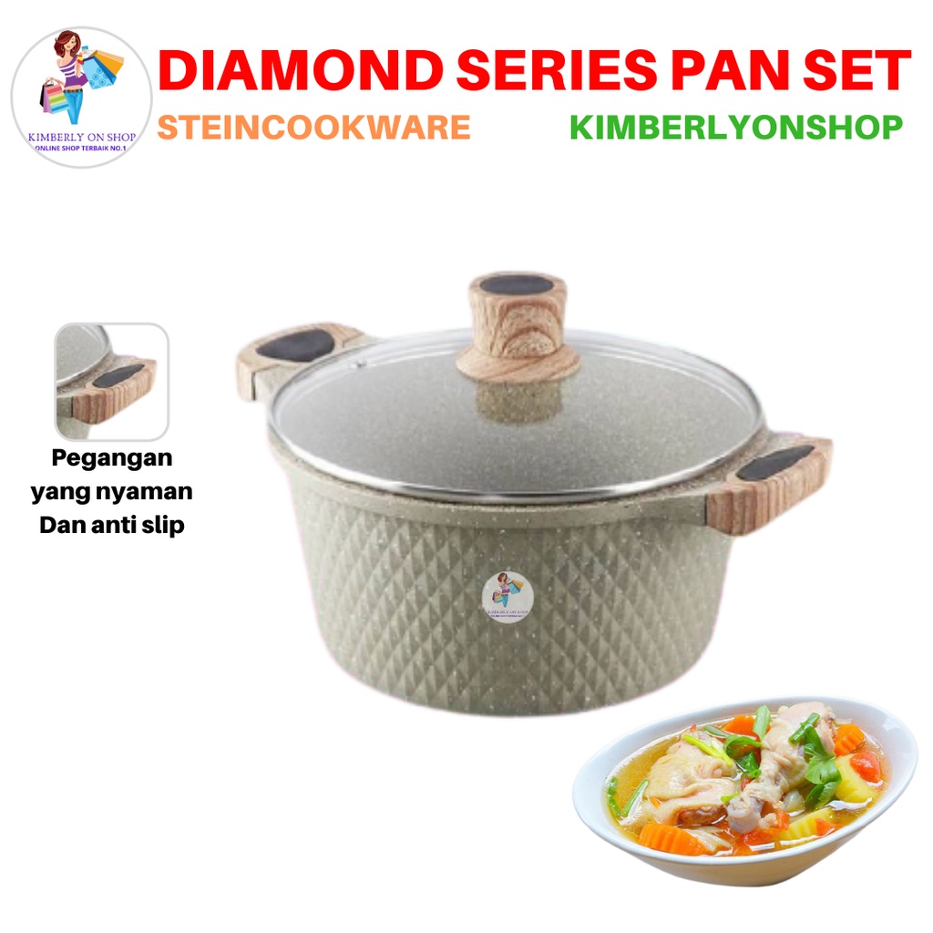 Frypan &amp; Casserole Paket Diamond Series Set Granite Stein Cookware