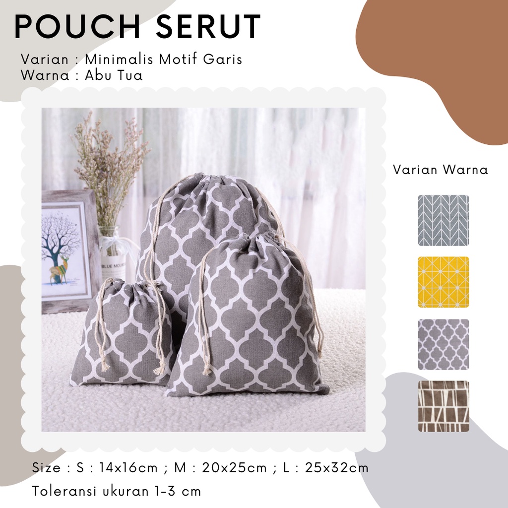 Pouch Serut Motif Garis / Serbaguna / Souvenir / Wrapping / Hampers