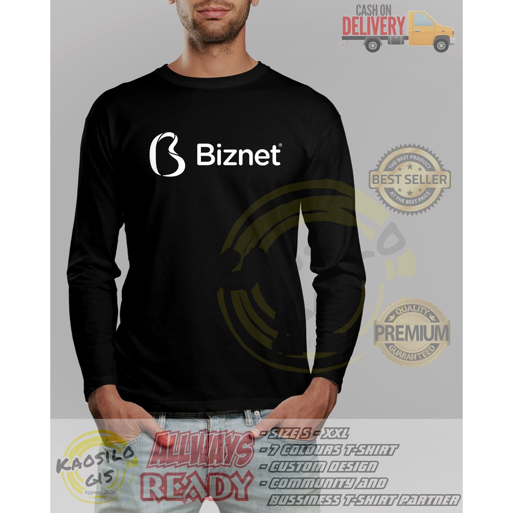 Kaos Lengan Panjang Biznet Networks Logo Perusahaan Distro - Kaosilogis