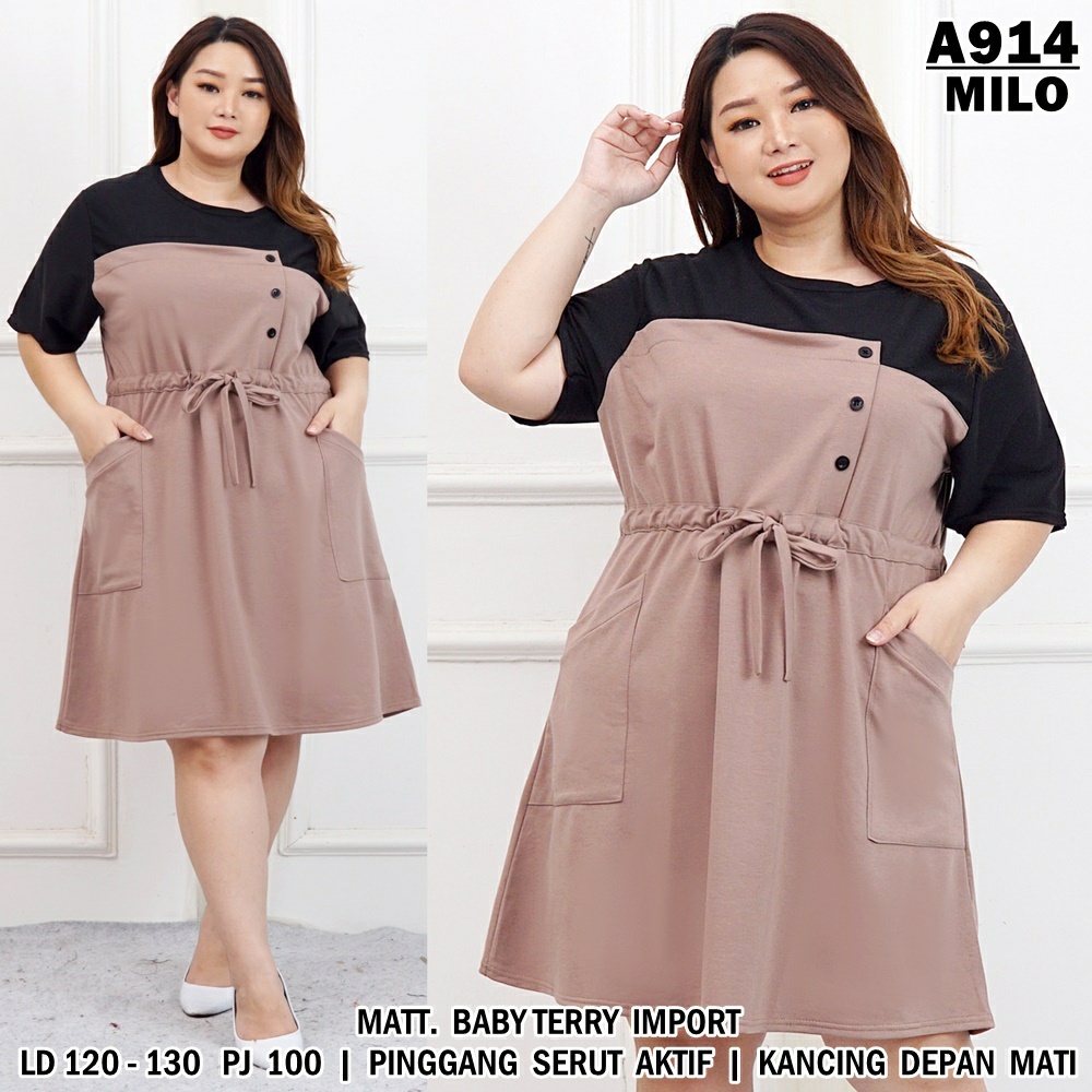 ZRS [COD] + [GRATIS ONGKIR] Dress Anisa JUMBO XXXL BIG SIZE UK Fit L To XXXL LD 120 - 130 CM PJ 100 CM