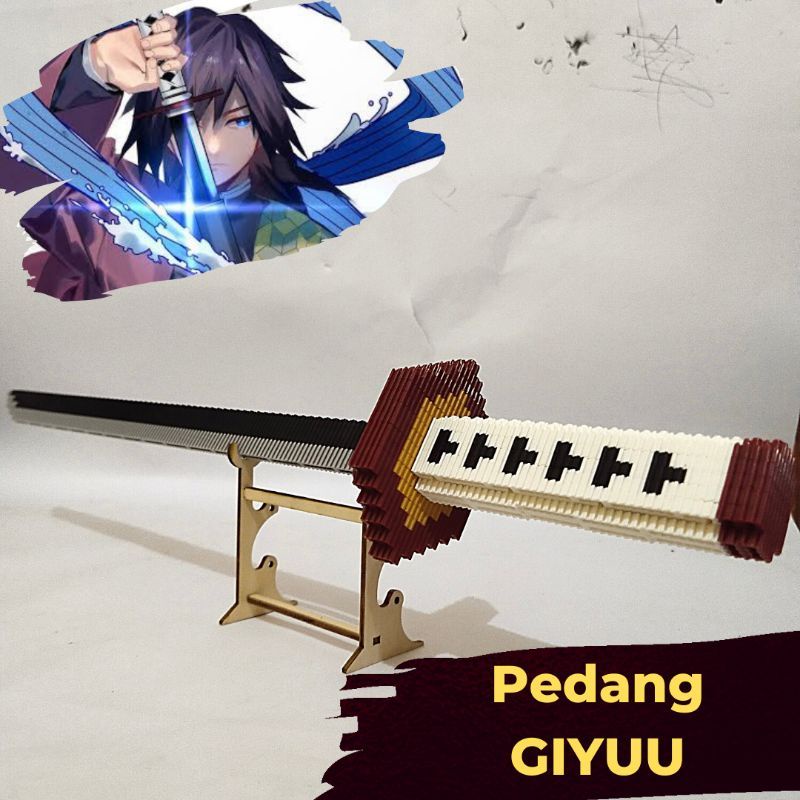 Pedang Anime Lego Giyu Kimetsu No Yaiba (SUDAH TERMASUK STAND PEDANG)