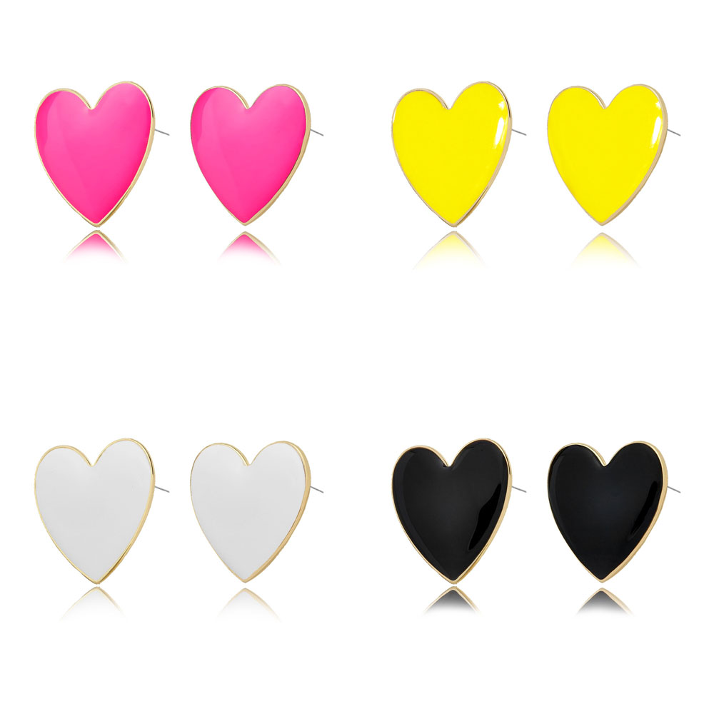 Needway  Statement Cute Enamel Big Love Heart Stud  Earrings