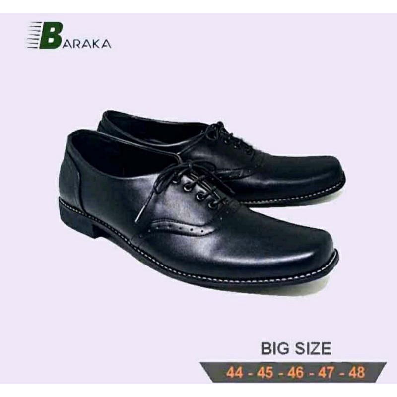 OXFORD MK-BK2 Big Size 44 45 46 47 48 / Pantofel Pria Kulit JUMBO Hitam / Sepatu Kerja Kantoran Cowok Ukuran Besar Hitam, 47