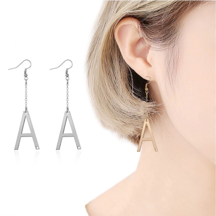 Anting Huruf A Hadiah Stainless Steel Huruf Inggris Anting Rumbai Untuk Wanita Import