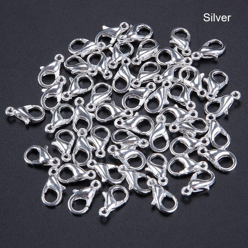 50pcs Lobster Clasp Model Longgar Ukuran 10-14mm Untuk Perhiasan Kalung Gelang