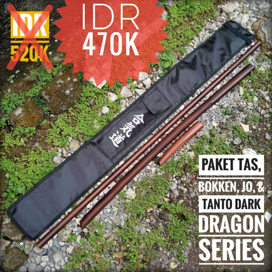 Paket DARK DRAGON WARRIOR 1 - Tas, Bokken, Jo, Tanto