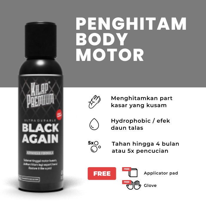 Kilap Premium Black Again / Semir Dashboard Motor dan Mobil / Semir Plastik / Penghitam Dashboard