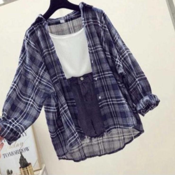 Muraaaahh.. BAJU ATASAN KEMEJA WANITA JUMBO OVERSIZE LD 100cm XL KOTAK KOTAK KATUN KOREAN STYLE FASH