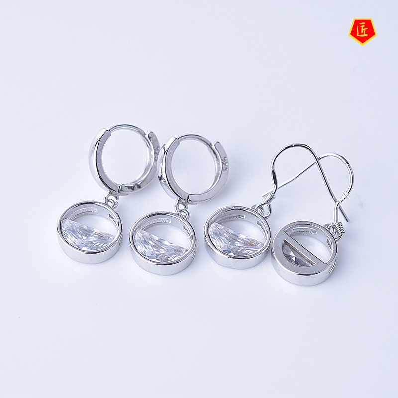 [Ready Stock]Simple Fashion Crystal Half Moon Sweet Earrings