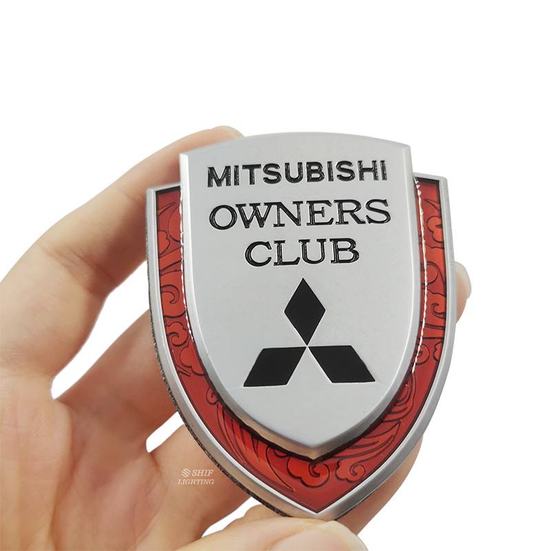 1 x Metal Mitsubishi Club Owners Auto Car Side Rear Decorative Emblem Badge Sticker Decal