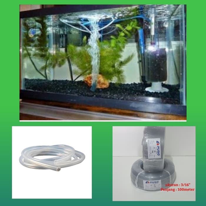 Selang Aerator Airator Aquarium Akuarium Air Pump PUSO 3/16&quot; meteran