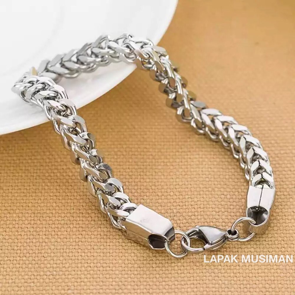 [Bayar di Tempat] Gelang Pria Macho Titanium Keren Model Cuba Link