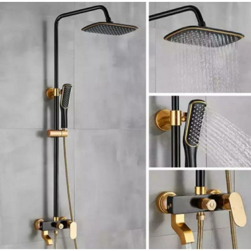 Shower Tiang Mixer Gold Black / Shower Columnt P/D Emas Hitam