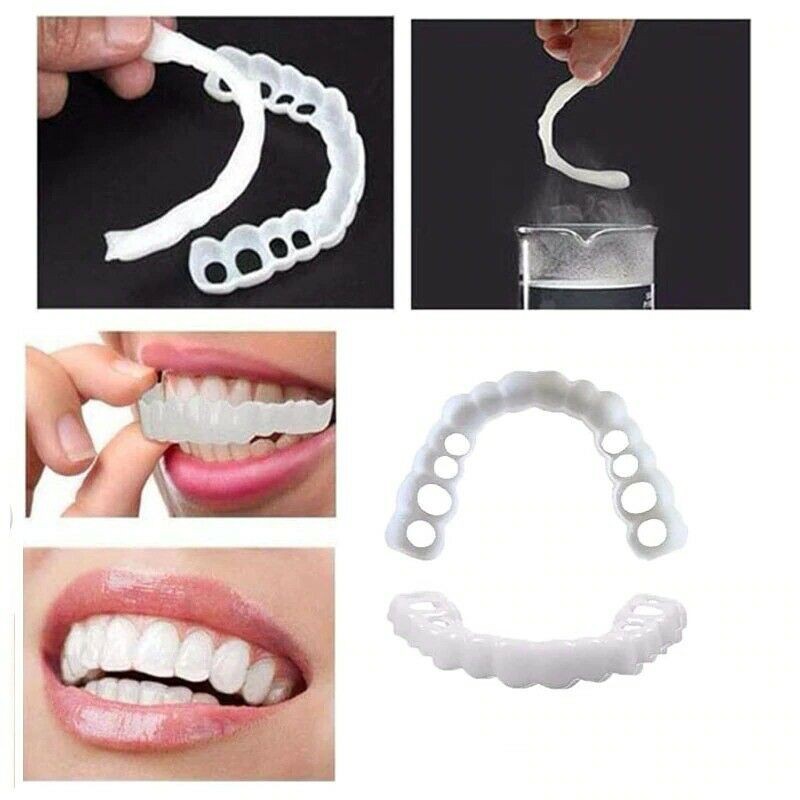 [1 Set] Gigi Palsu Instan Atas Bawah Penutup Ompong Lepas Pasang Snap on Smile