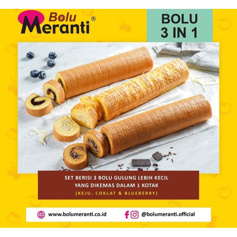 

Bolu Meranti 3in1 (3 Bolu Mini Strawberry, Coklat, Keju - Tidak dapat ganti rasa)