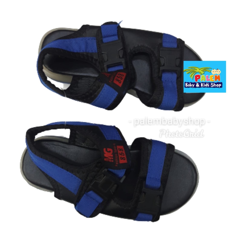 Sandal  blue D44C velcro simple import/sandal menarik