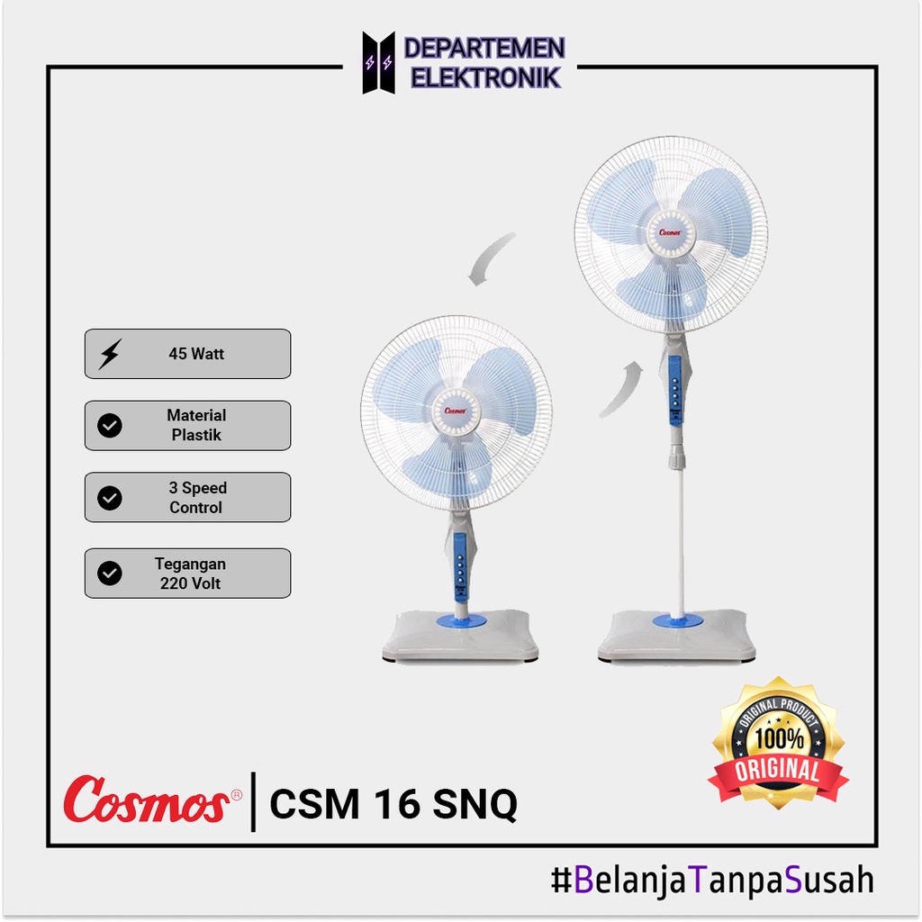 Cosmos 16 SNQ – Stand Fan / Kipas Angin Berdiri 16 inch 2in1