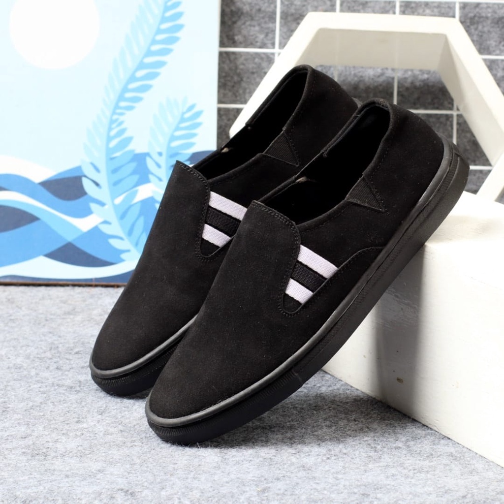 Enoz x Oprah - Sepatu Casual Pria Slip On Slop Kasual Peria Kulit Suede Sintetic Original Handmade