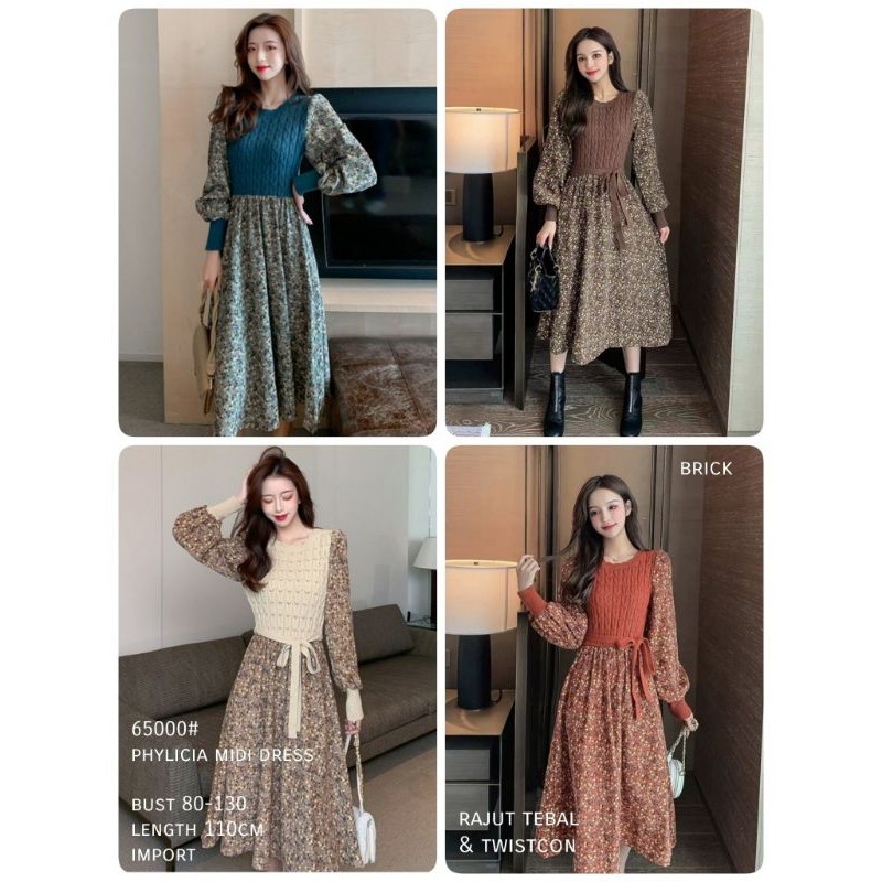 MDLV ~ BM 65000 PHYLICIA MIDI DRESS // GAMIS IMPORT// FASHION MUSLIM// FASHION IMPORT WANITA