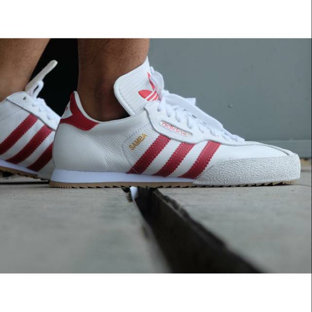 adidas samba white red stripes