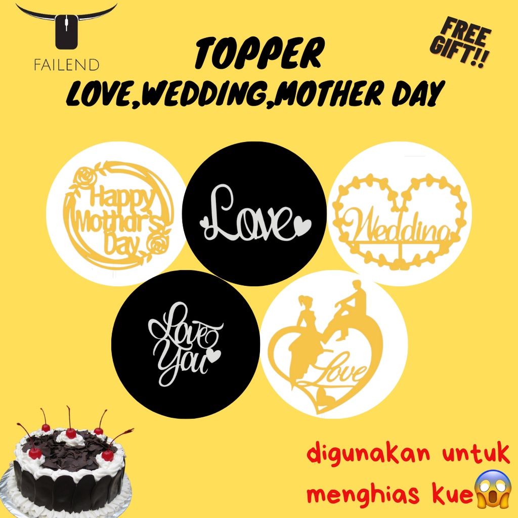 Cake Topper Tulisan Happy Birthday Love Happy Mother Wedding Untuk Dekorasi Kue Ulang Tahun