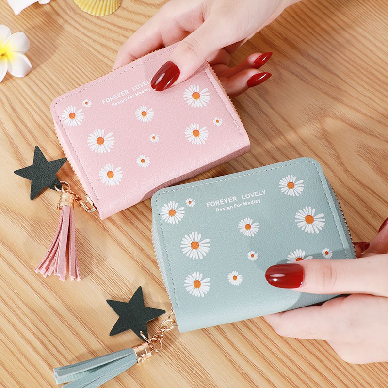 Dompet Wanita BS44 Dompet Koin/kartu Mini Motif Bunga Daisy ACC