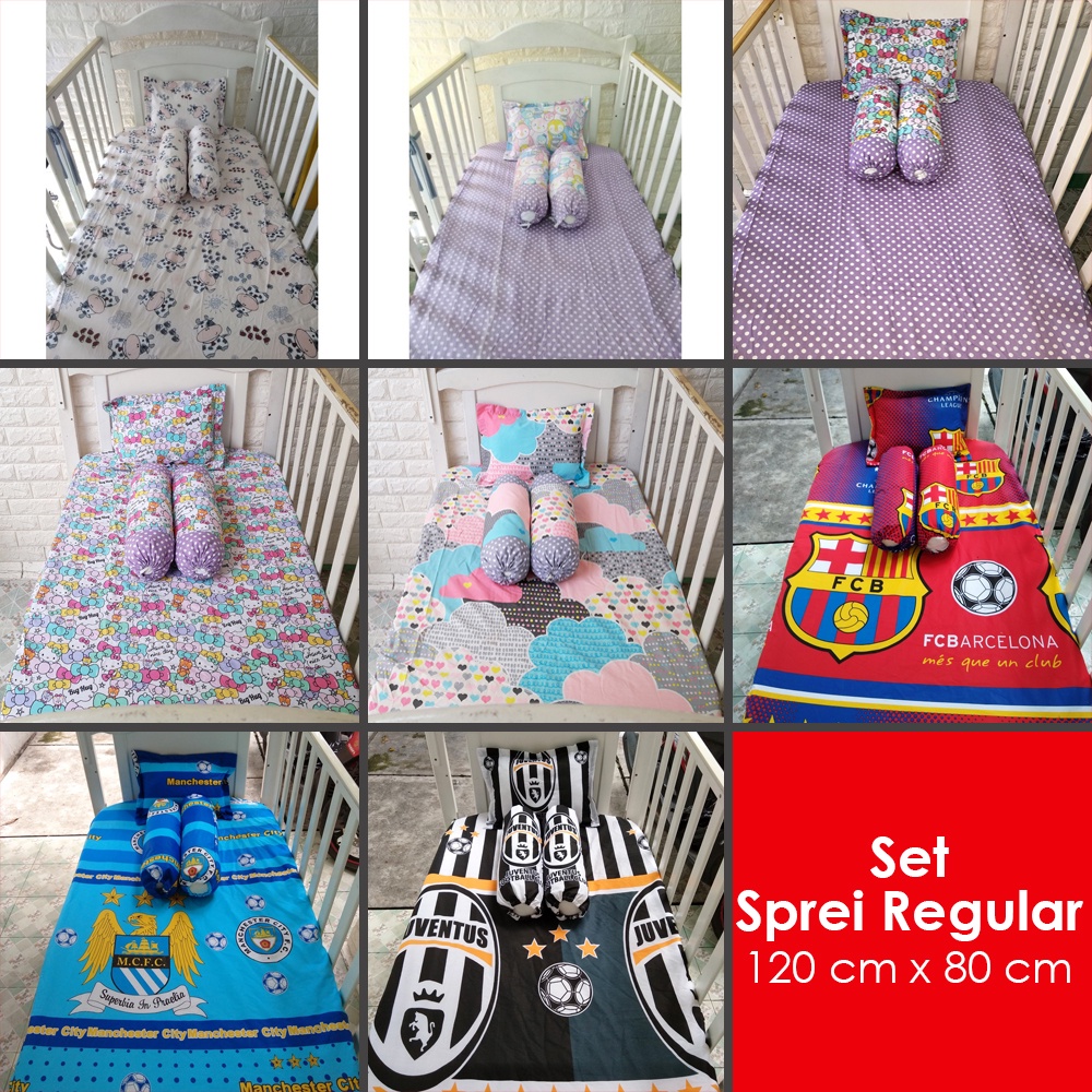 SET SPREI  BAYI Sarung Bantal Guling Baby Bed Boy Girl BOLA SR ukuran 120 x 80 atau 95 x65 cm akachan 120x80cm 96x65cm permak fit