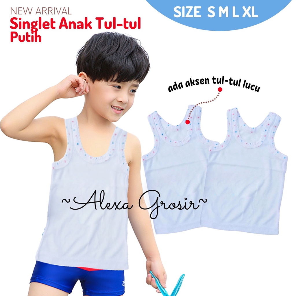 Kaos Dalam Anak Singlet Bayi Warna Putih Polos Size S  Harga Grosir