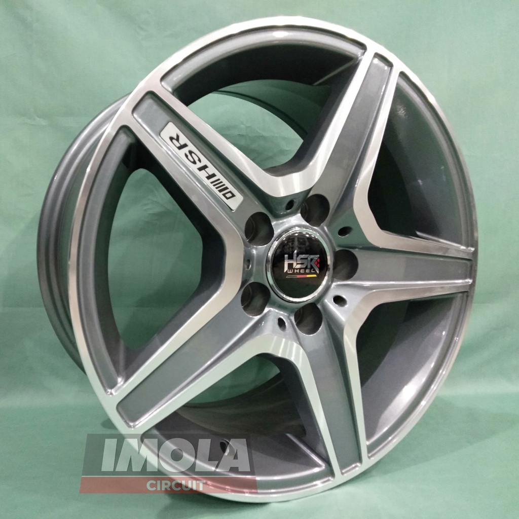 Velg mobil mercy ring 16 HSR wheel baut 5x112 Grey polis lebar 7,5 pelek r16 lubang 5 grey
