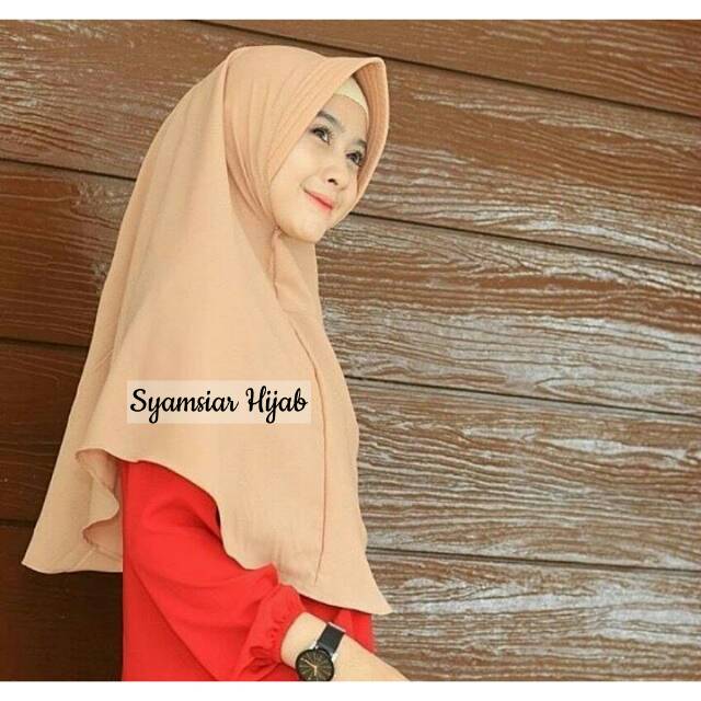 Jilbab Simple Pet wolfis / hijab syari, Kerudung Simpel Ped Wollpeach