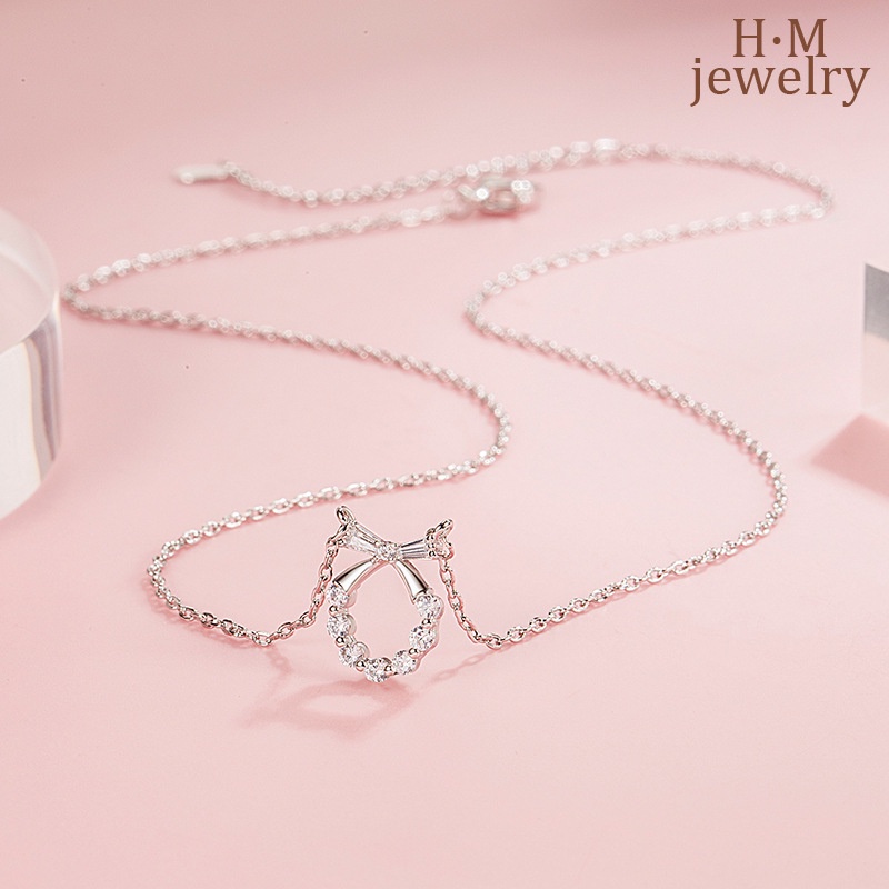 Kalung Rantai Clavicle Simple Desain Pita Hias Berlian Untuk Wanita 2022