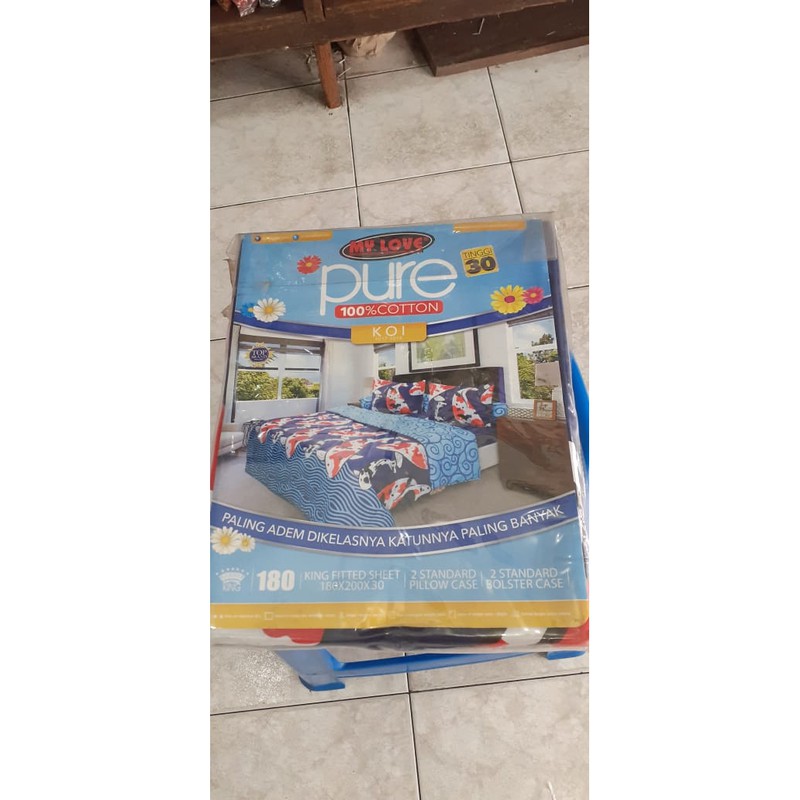 SPREI MY LOVE KATUN JEPANG 180x200x30cm/SPREI KATUN IKAN KOI MY LOVE