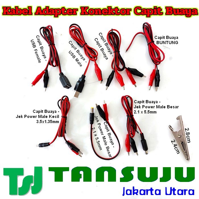 Kabel Adapter Konektor Capit Buaya - USB Male Female Jek Power