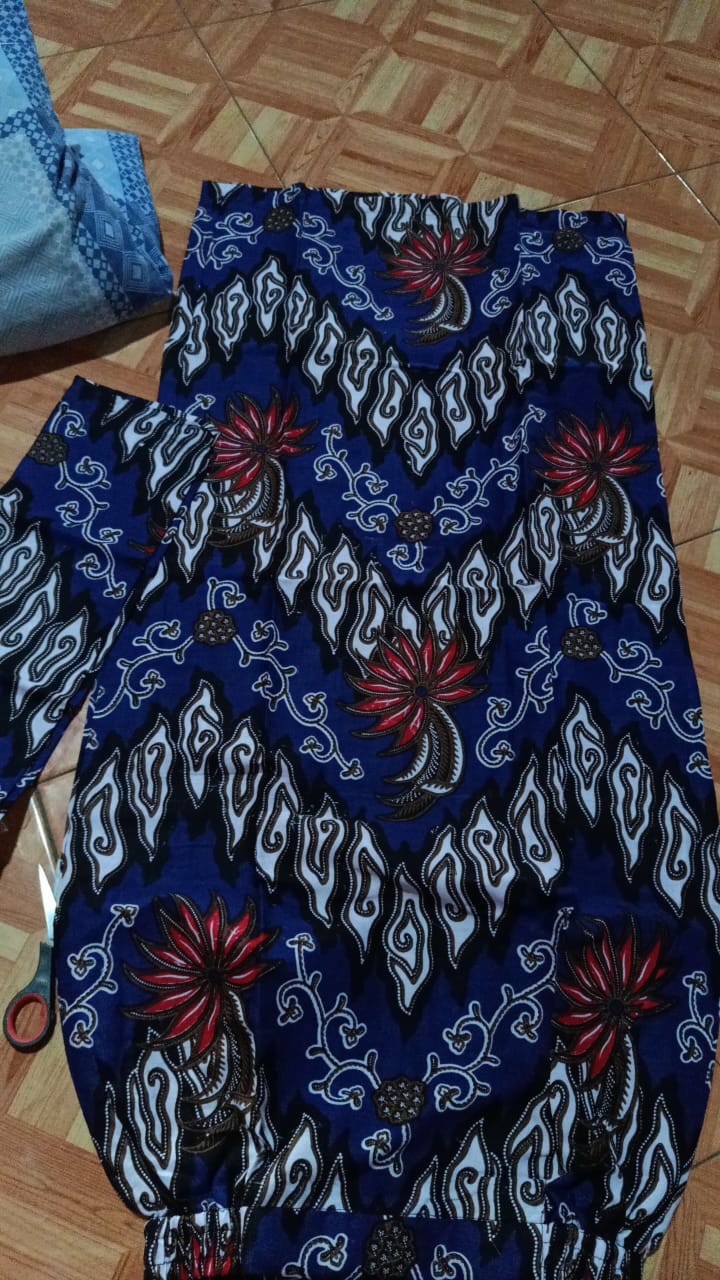 Set Couple Batik Muthia Navy (kemeja, Rok Span, Kebaya Muthia Navy Include Selendang)