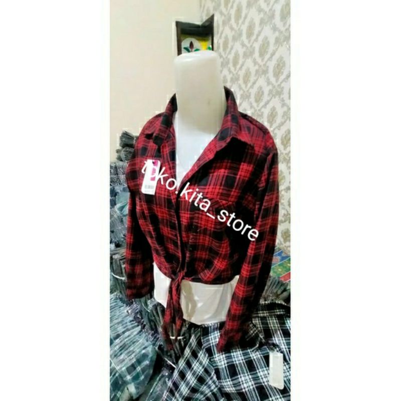 outer/ KEMEJA KOTAK IKAT / KEMEJA CROP / KEMEJA KOTAK WANITA / KEMEJA FLANEL