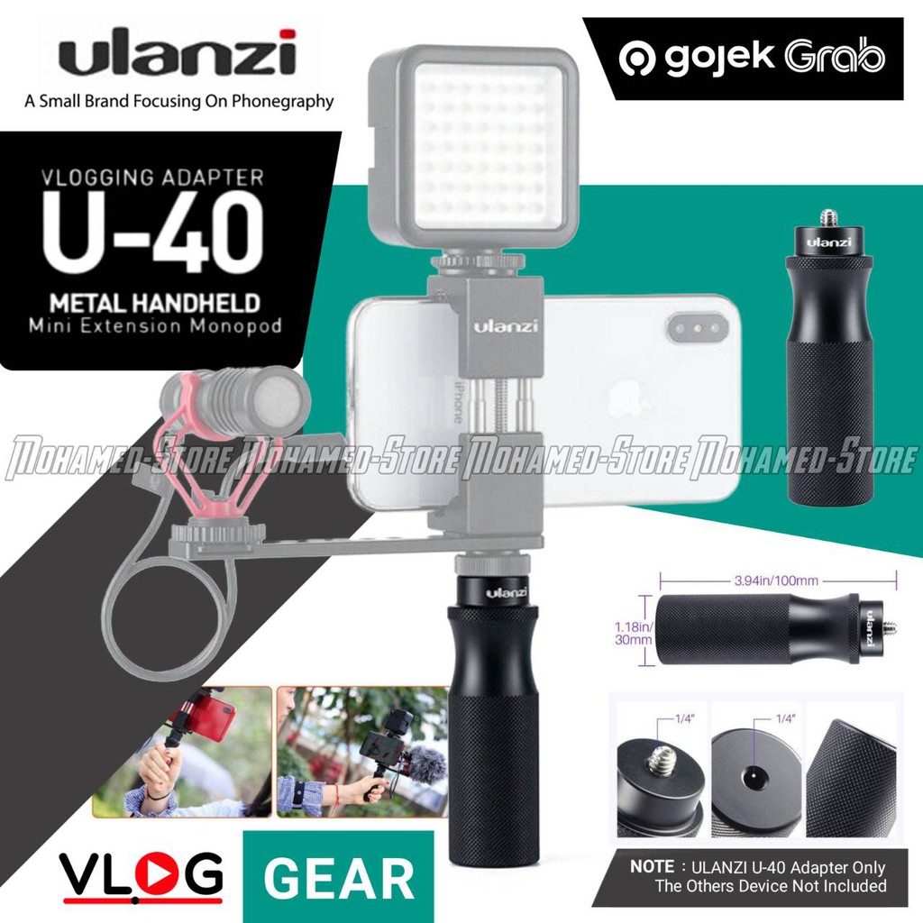 ULANZI U-40 Universal Metal Handle Vlogging Hand Grip for Smartphone HP Camera Vlog U40