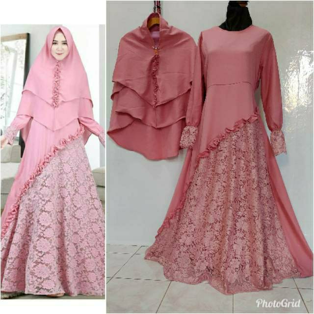 Byk WRN Maharani syar i gamis set jilbab bonus Bros juntai 