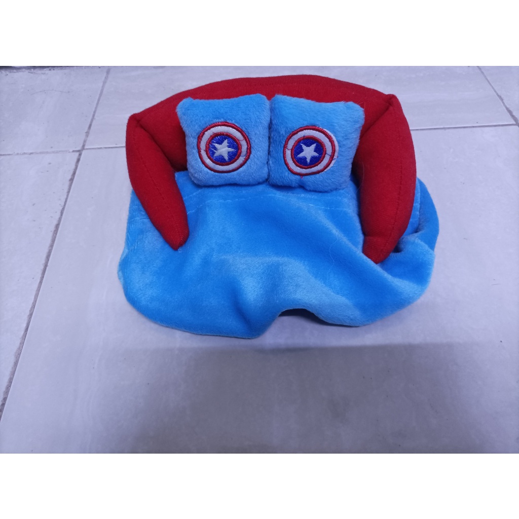 Bantal Mobil CAPTAIIN AMERIKA 3in1 Carset Sandaran Kepala dan Leher Headrest Captain America Biru